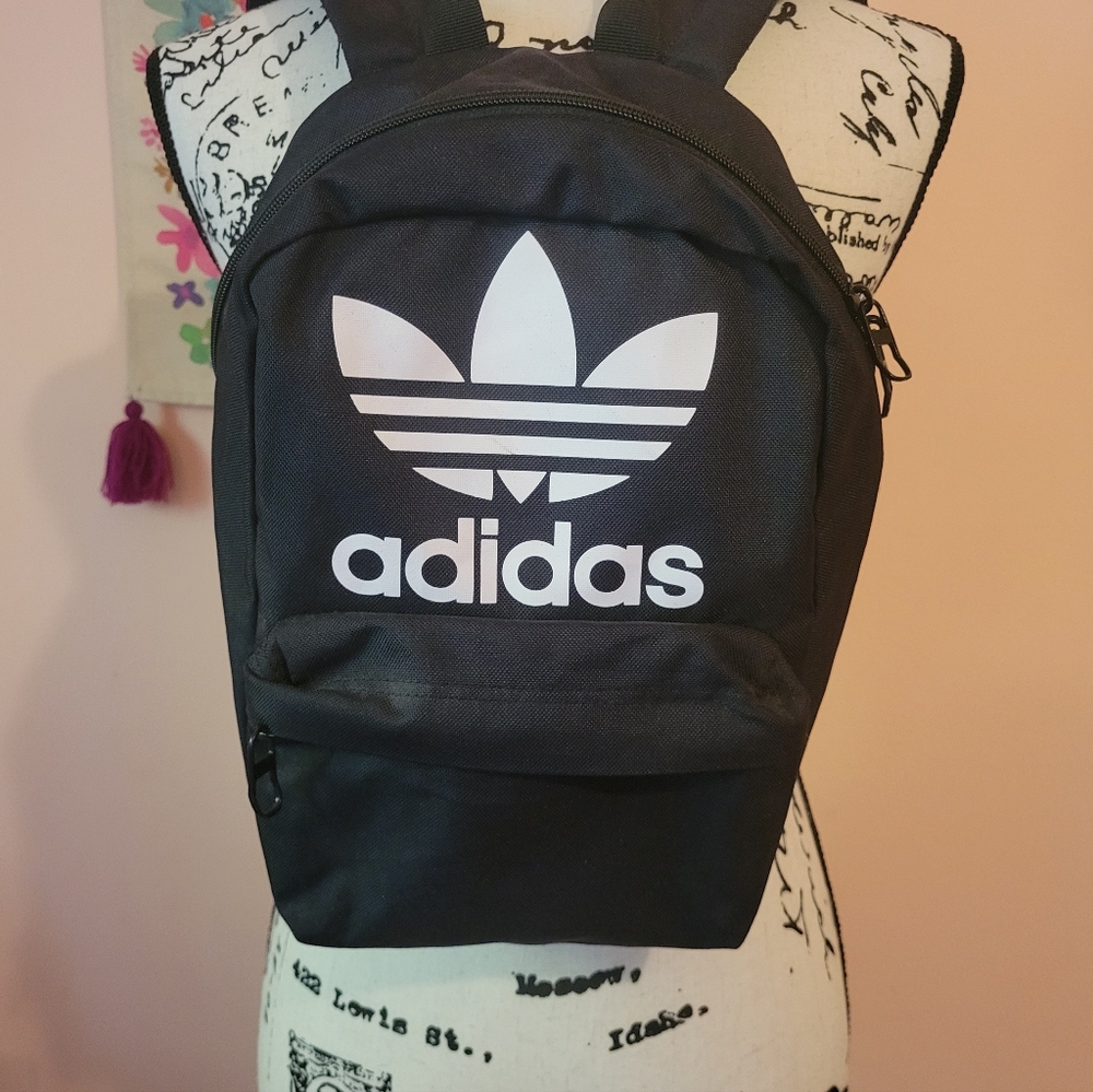 Adidas Trefoil Black and White Unisex Mini Backpack, EUC, 12H X 8W - Picture 5 of 13